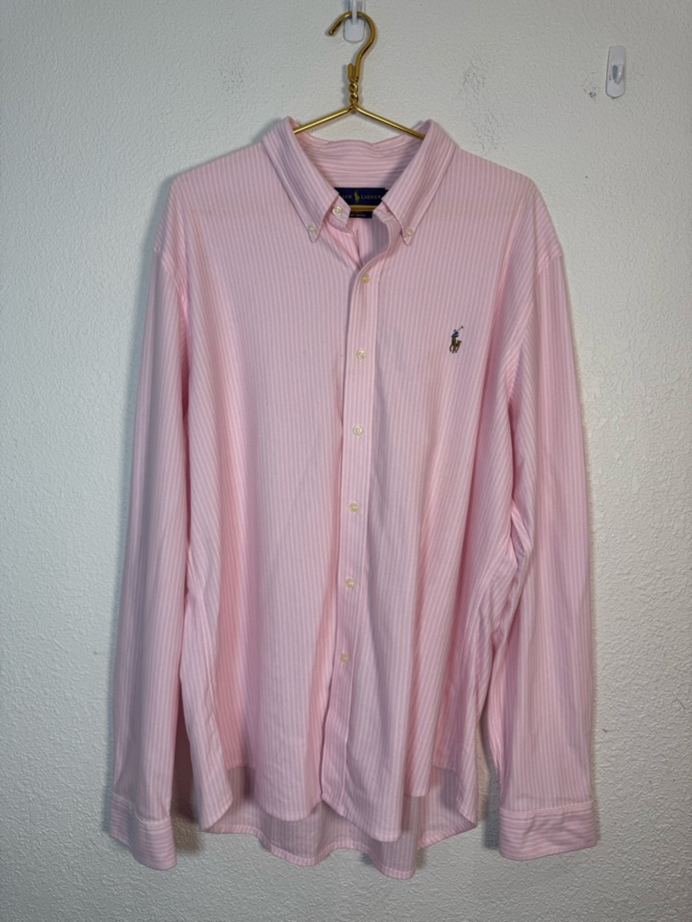 Ralph Lauren slim fit Knit Oxford XXL pink striped button shirt